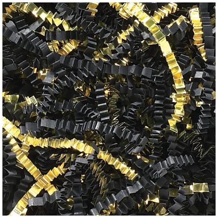 Bsc Preferred Black and Gold Metallic Blend Crinkle Paper - 10 lb. Box BUY00016833